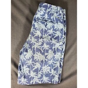 Vineyard Vines Men  Breaker Shorts Blue Palm Trees Tropical Print Size 28